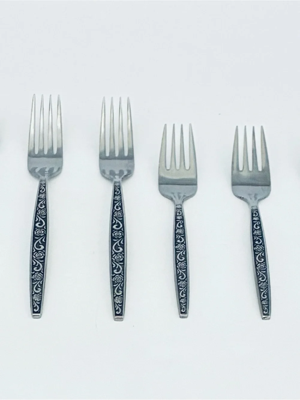 Rose Border Flatware 3 Dinner Forks & 3 Salad Forks Stainless Steel Japan